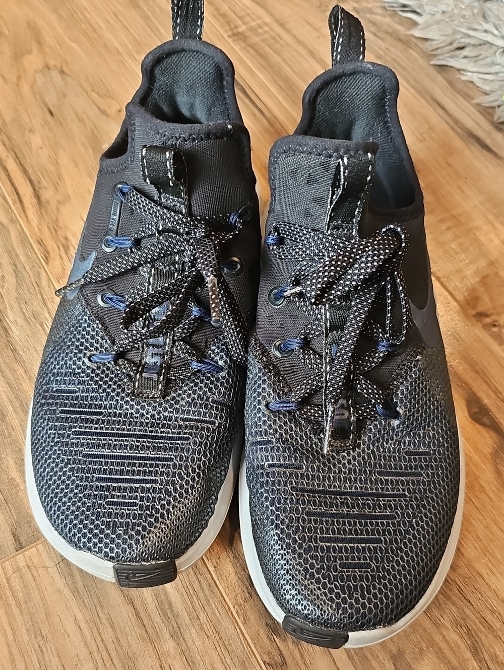 Nike Black and Blue Knit Sneakers